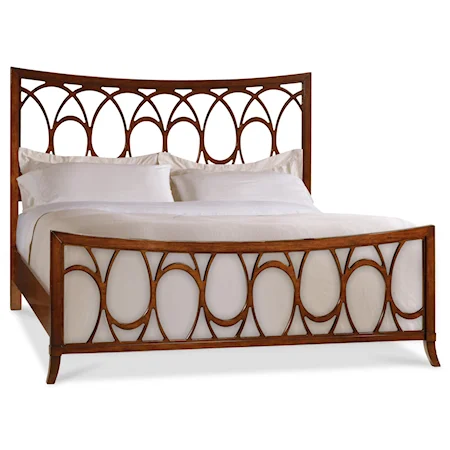 Cherry Art Nouveau King Fretwork Bed with Circular Motif